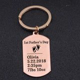Personalized Dad Gift Baby Stats Keychain