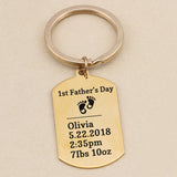 Personalized Dad Gift Baby Stats Keychain
