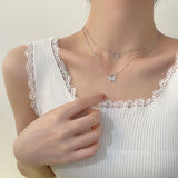 Zirconia Butterfly Pendant Necklace Women Silver Chain Choker Jewelry