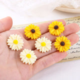 Daisy Sunflower Resin Cabochons 100pcs 23mm Ornament DIY Accessories