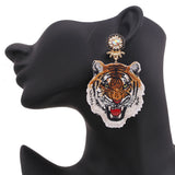 Tiger Head Bohemian Dangle Earrings Statement Jewelry