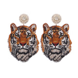 Tiger Head Bohemian Dangle Earrings Statement Jewelry