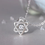 925 Silver Hexagon Star Zircon Pendant Necklace CZ Charm Women Jewelry