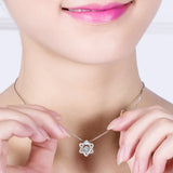 925 Silver Hexagon Star Zircon Pendant Necklace CZ Charm Women Jewelry