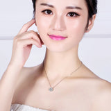 925 Silver Hexagon Star Zircon Pendant Necklace CZ Charm Women Jewelry