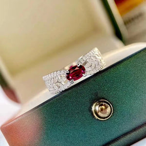Delicate 925 Silver Ruby Resizable Ring Wedding Engagement