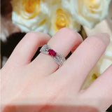 Delicate 925 Silver Ruby Resizable Ring Wedding Engagement