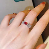 Delicate 925 Silver Ruby Resizable Ring Wedding Engagement