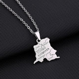 Congo Flag City Pendant Necklace Stainless Steel Ethnic Jewelry