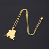 Congo Flag City Pendant Necklace Stainless Steel Ethnic Jewelry