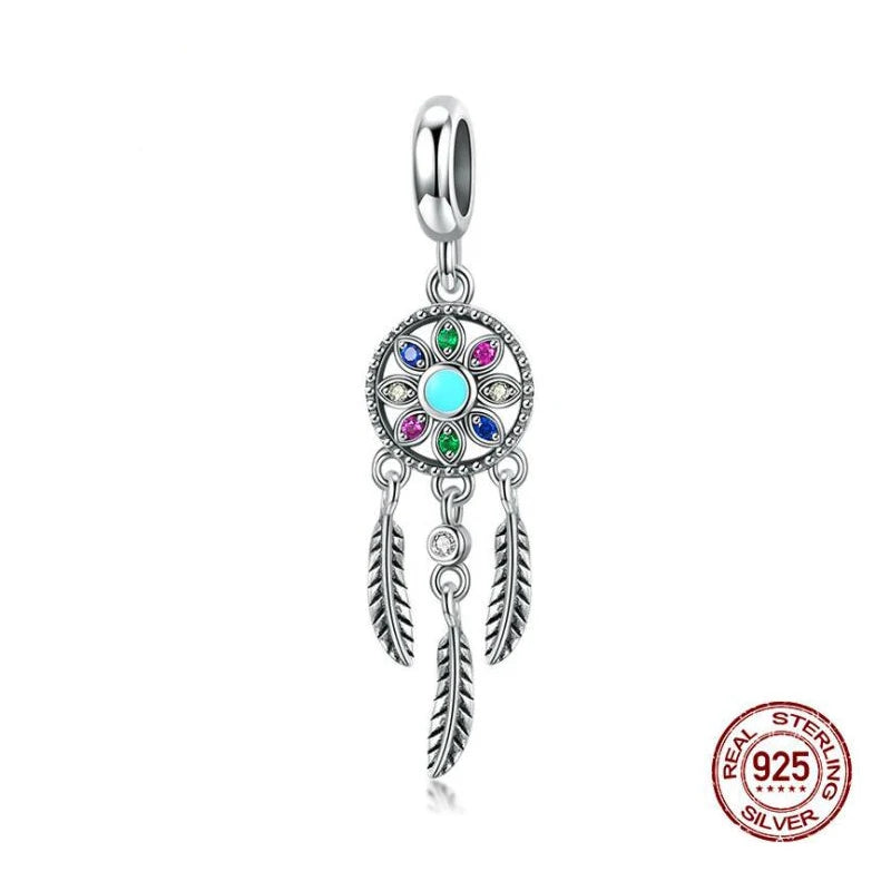925 Silver Dream Catcher Holder Beads for Charm Bracelet Necklace DIY Jewelry