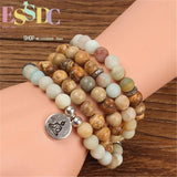 Amazonian Stone Beads Bracelets with Buddha Head Pendant