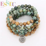 Amazonian Stone Beads Bracelets with Buddha Head Pendant