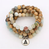 Amazonian Stone Beads Bracelets with Buddha Head Pendant