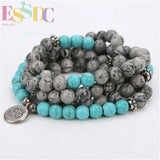 Amazonian Stone Beads Bracelets with Buddha Head Pendant