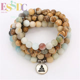 Amazonian Stone Beads Bracelets with Buddha Head Pendant