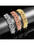 17mm Baguette CZ Geometric Cuban Link Chain Rose Silver Hip Hop Jewelry