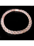 17mm Baguette CZ Geometric Cuban Link Chain Rose Silver Hip Hop Jewelry