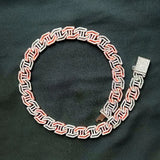 17mm Baguette CZ Geometric Cuban Link Chain Rose Silver Hip Hop Jewelry