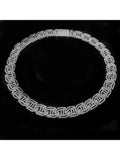 17mm Baguette CZ Geometric Cuban Link Chain Rose Silver Hip Hop Jewelry
