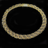 17mm Baguette CZ Geometric Cuban Link Chain Rose Silver Hip Hop Jewelry