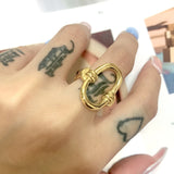 K Oval Hollow Ring Stainless Steel Curve Finger Rings For Women Jewelry Party