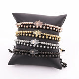 18K Plated Stainless Steel Beads CZ Adjustable Bracelet Men Jewelry