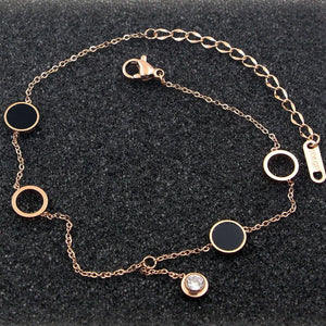 Enamel Zircon Anklets Rose Woman Jewelry Gift