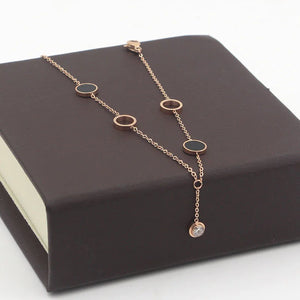 Enamel Zircon Anklets Rose Woman Jewelry Gift