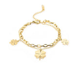 Four Leaf Clover Charms Chain Bracelet Stainless Steel Gift