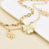 Four Leaf Clover Charms Chain Bracelet Stainless Steel Gift