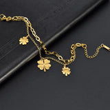 Four Leaf Clover Charms Chain Bracelet Stainless Steel Gift
