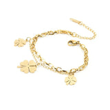 Four Leaf Clover Charms Chain Bracelet Stainless Steel Gift