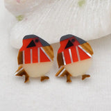 2Pcs Red River Jasper,Red Agate,Tiger's Eye Intarsia Cabochons