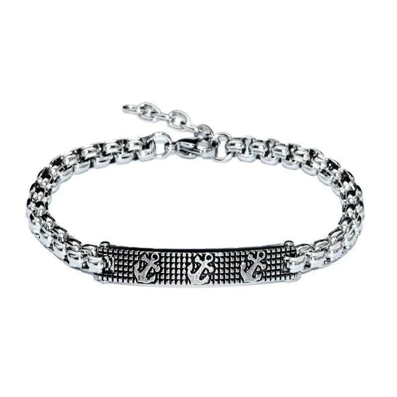 316L Stainless Steel Anchor Star Wheel Cuff Bracelet