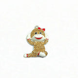 10pcs Sock Girl Monkey Rhinestone Pendants 42MM*30MM
