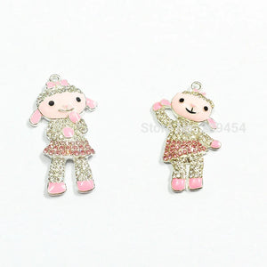 10pcs Lovely Lamb Alloy Rhinestone Pendants