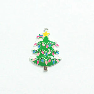 10pcs Dark Green Christmas Tree Pendants Enamel 47MM*35MM