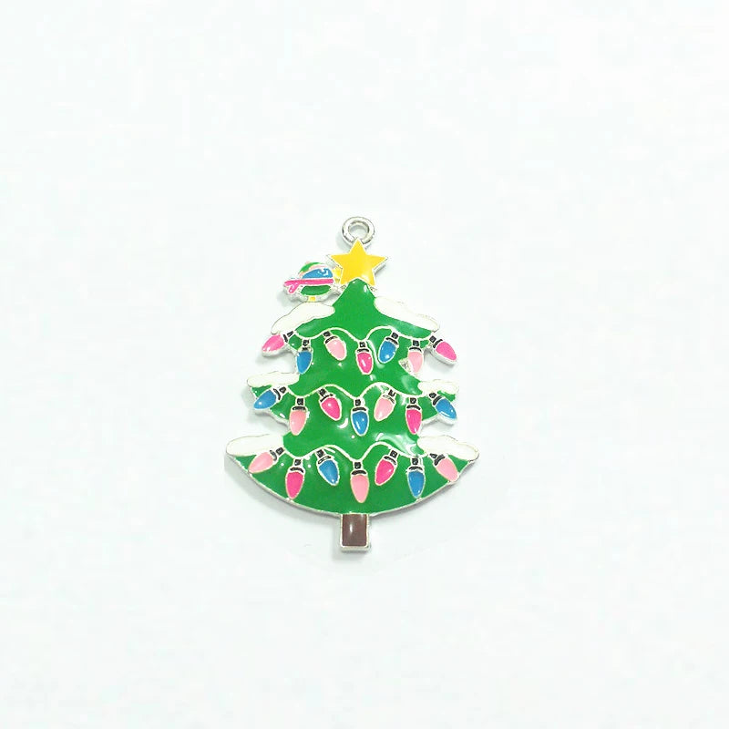 10pcs Dark Green Christmas Tree Pendants Enamel 47MM*35MM