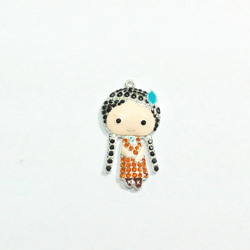 Indian Girl Rhinestone Pendants 10pcs/lot For Jewelry