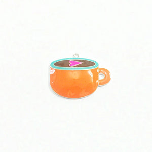 10pcs Enamel Orange-red Coffee Cup Pendants 49mm*34mm Lot
