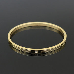 4MM Gold/Rose Stainless Steel Crystal Bracelet Women Bracelets & Bangles