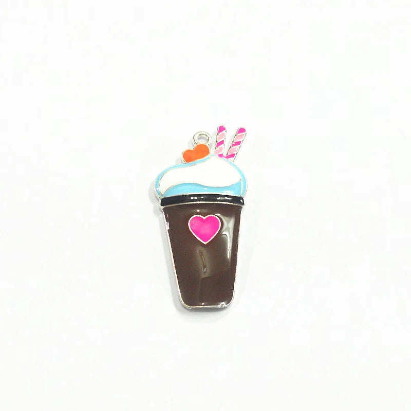 Enamel Coffee Cup Pendants, Set of 10, 50mm*25mm