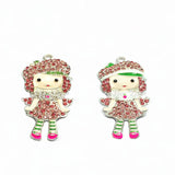 10pcs Strawberry Girl Rhinestone Pendants For Kids Necklace Making