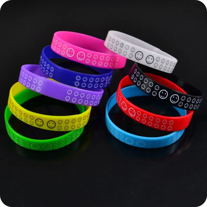 50x Smile Face Silicone Bracelet Mix Colors Children Girl's Party Gift