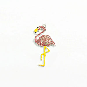 10pcs Hotpink Flamingo Rhinestone Pendants