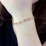 14K Rose Double Flower Bracelet for Women
