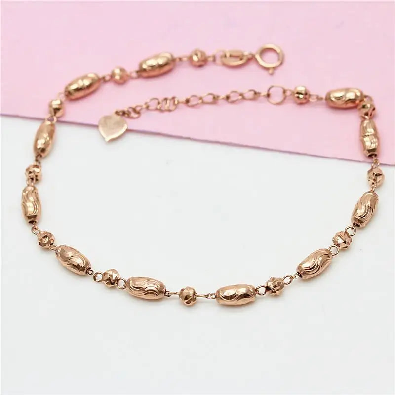 14K Rose Oval Bracelets for Women Classic Art Charm Wedding Party Jewelry Gift