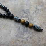 6MM Hematite Carving Beads Necklace Men Old Man Head Pendant Jewelry