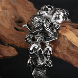 85g 316L Stainless Steel Mens Skull Bracelet Biker Cuff Bangle